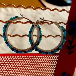 Silver Hoops with Varying Turquoise Beads